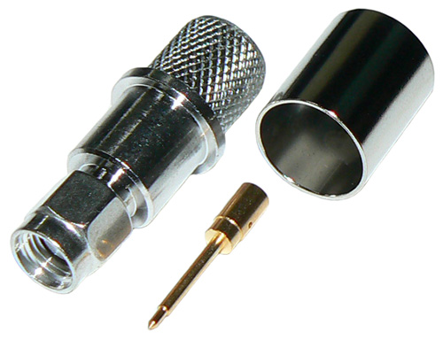 SMA male solder pin crimp connector plug for RU400